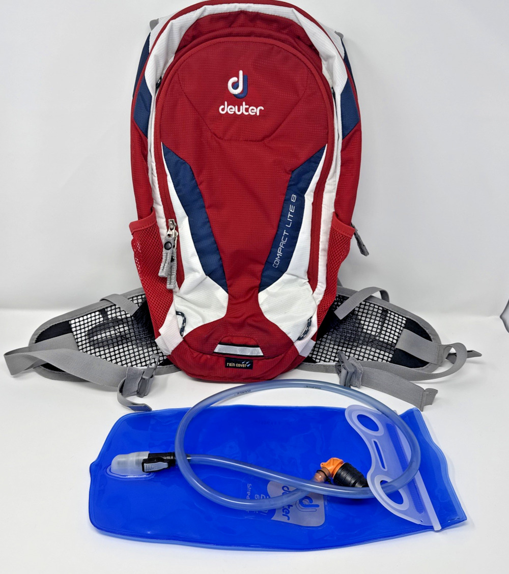 Deuter Compact Lite 8 Red White Blue Hydration Bike Backpack 8L